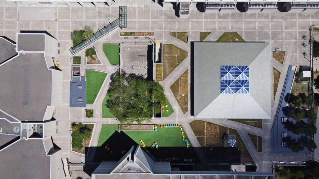 Aerial shot of York campus.