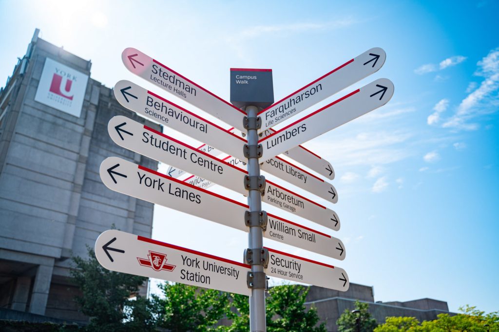 york sign pointing different directions