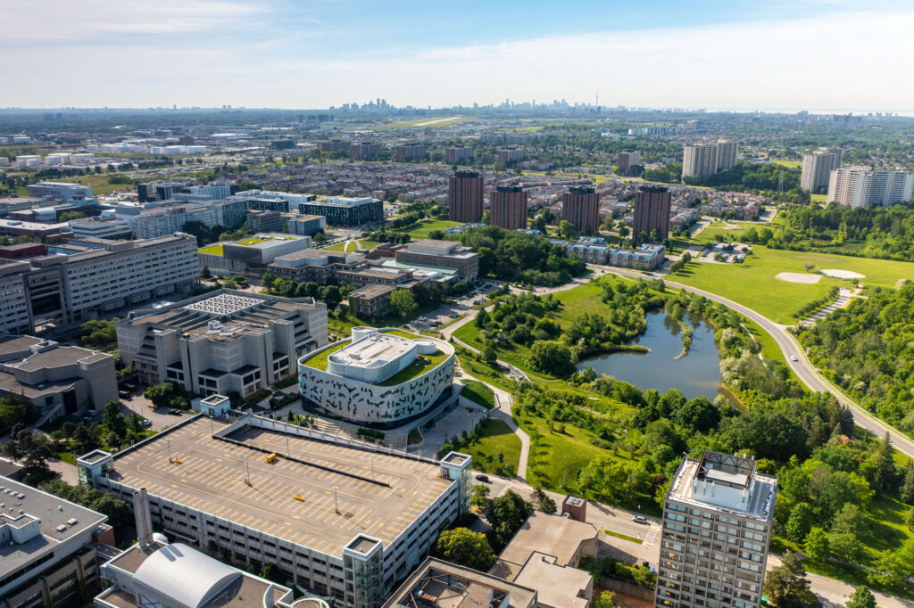 Aerial shot of York campus.
