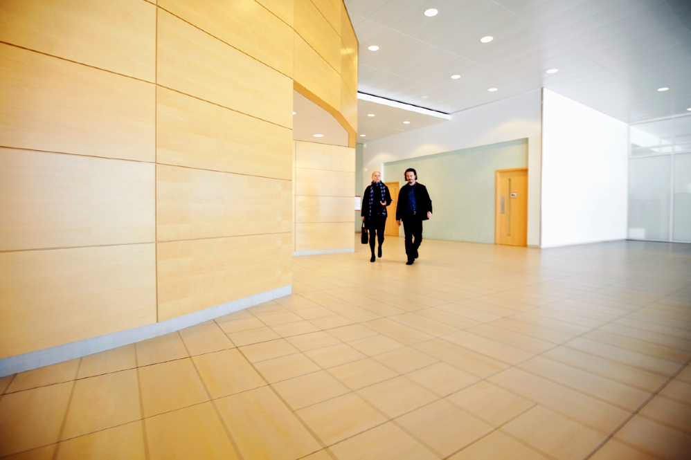 Interior of a York building with wood wall