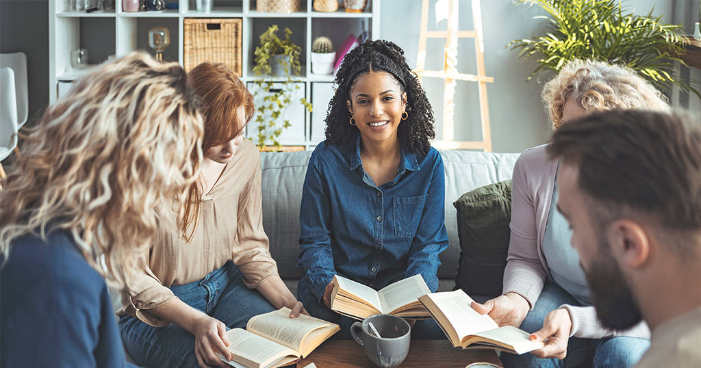group of people gathered for their book club 