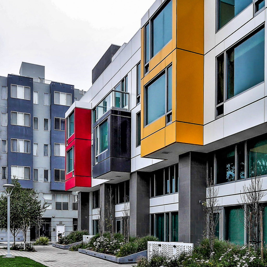 Exterior of off-campus non-York affiliated apartments located in Toronto.